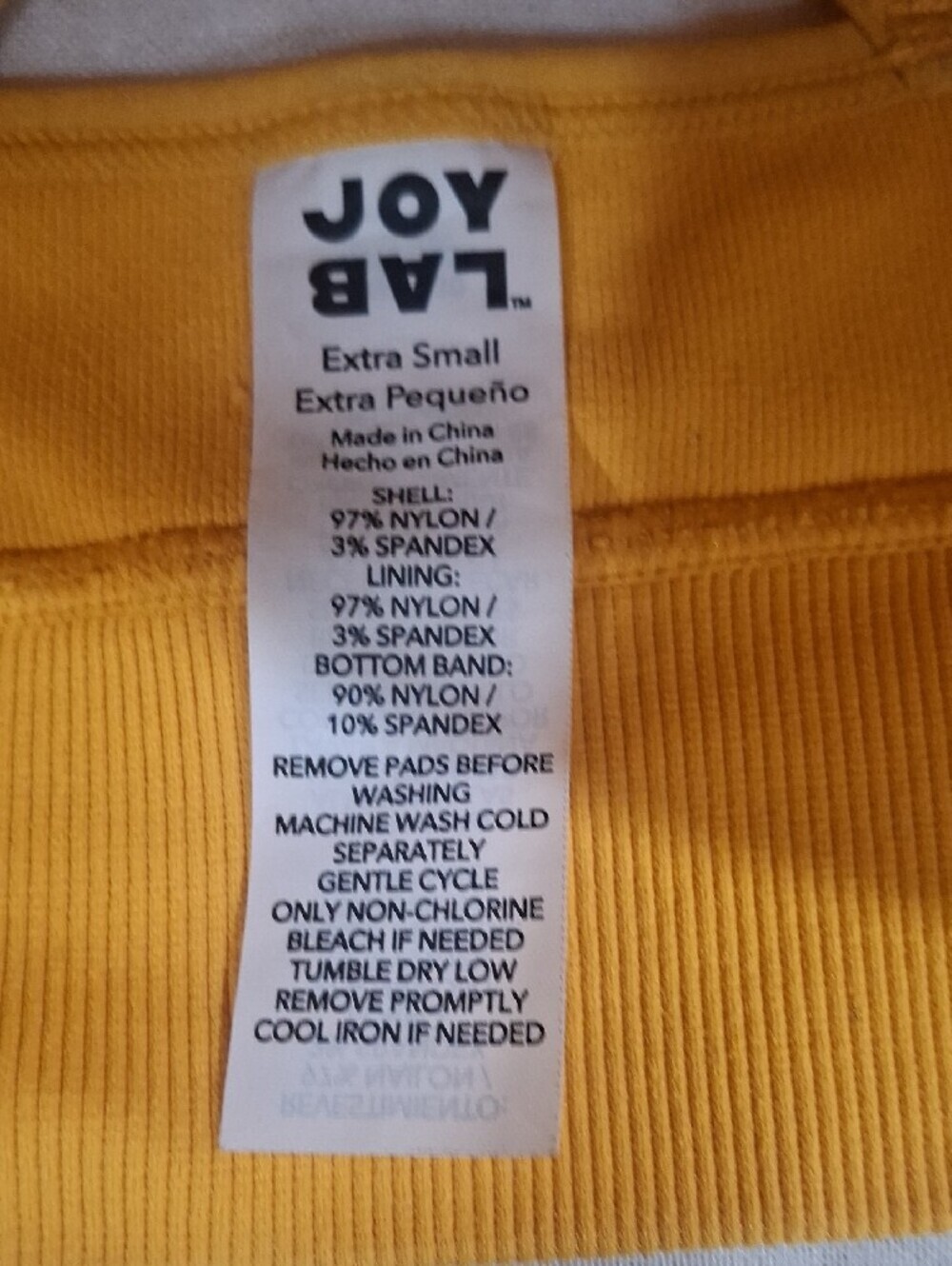JoyLab Yellow Checker Ruched Racerback Sports Bra Size XS - Picture 6 of 9